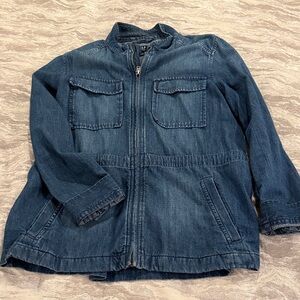 Gap Dark Blue Denim Zip-Up Jacket (medium)